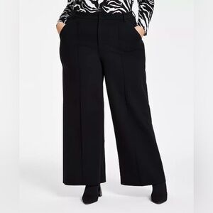 NWT Trendy Plus Size High-Rise Wide-Leg Ponté-Knit Pants, Created for Macy's